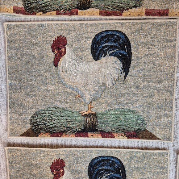 J Wiens Rooster Tapestry Tassel Table Runner & 4 Placemats - Picture 3 of 11